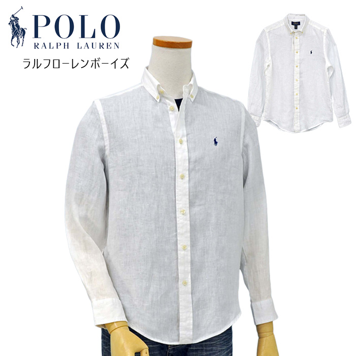 POLO ラルフローレン長袖リネン ボタンダウンシャツ送料無料 長袖